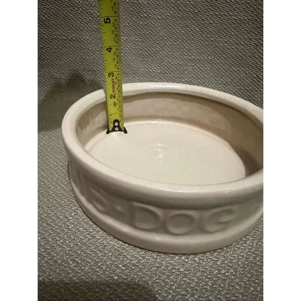 Vintage McCoy Pottery Cream Color Dog Dish Bowl To Man's Best Friend His Dog NEW